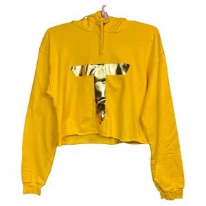NWOT Tracy Anderson Yellow Soft Cropped lightweight Pullover Hoodie,‎ Size M